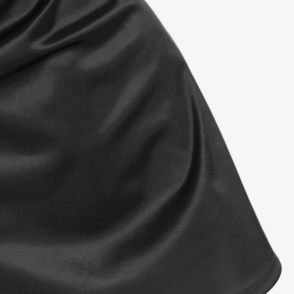 NWT Zaful Satin Sleeveless Spaghetti Strap Side Slit Cowl Neck Mini Slip Dress - Picture 3 of 9